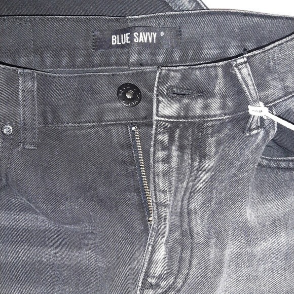 Blue Savvy Jeans Straight Leg Mom Fit 2 tones denim Black Grey Size 7/28 - Picture 5 of 13